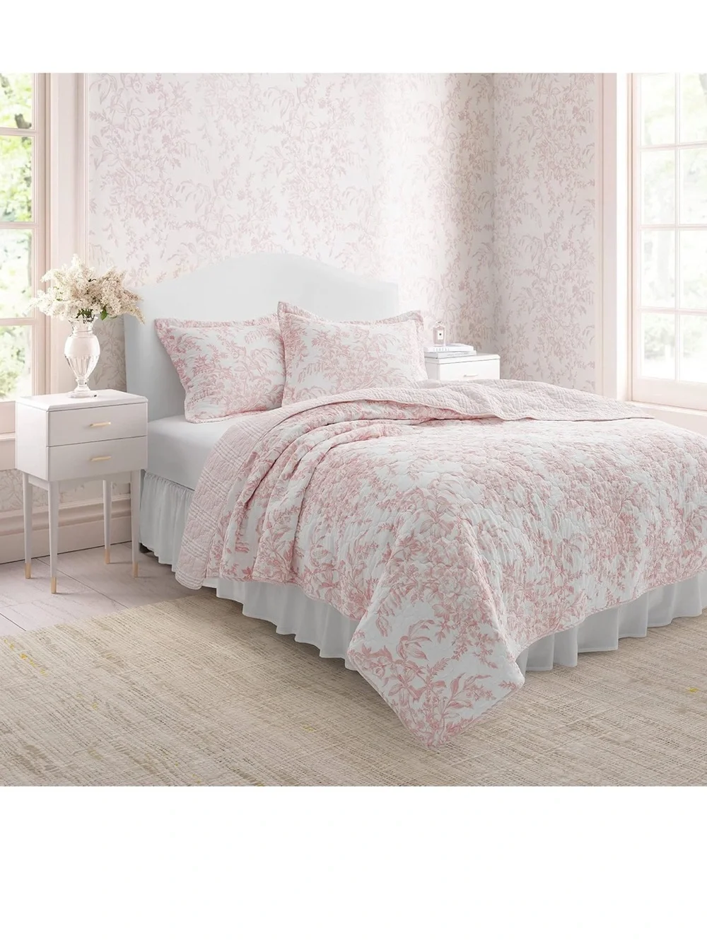 Laura Ashley - Twin Quilt Set, Soft & Reversible Cotton Floral Bedding